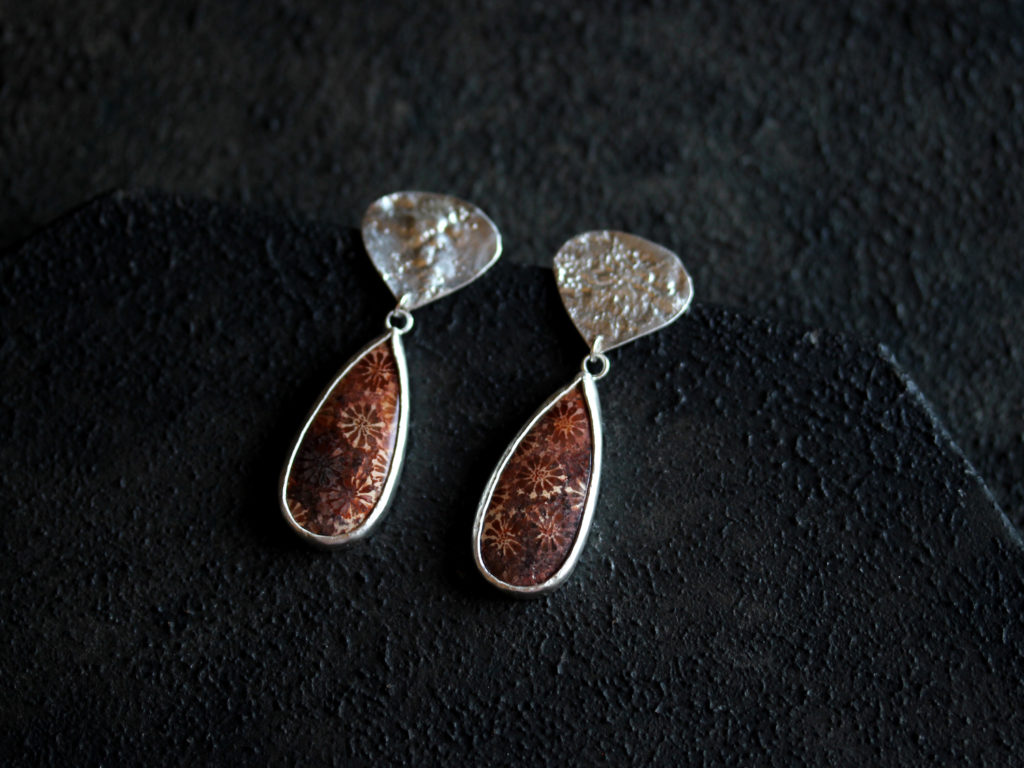 Fossilized Coral Earrings : archive