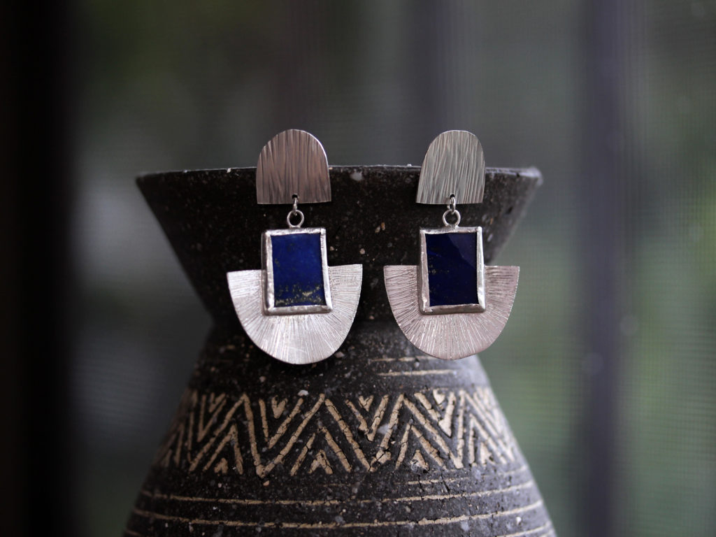 Lapis Lazuli Shield Earrings : archive