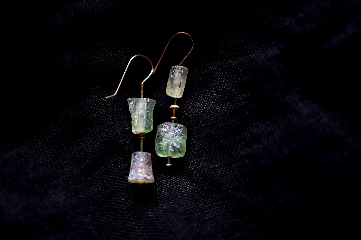 Asymmetrical Ancient Glass Earrings