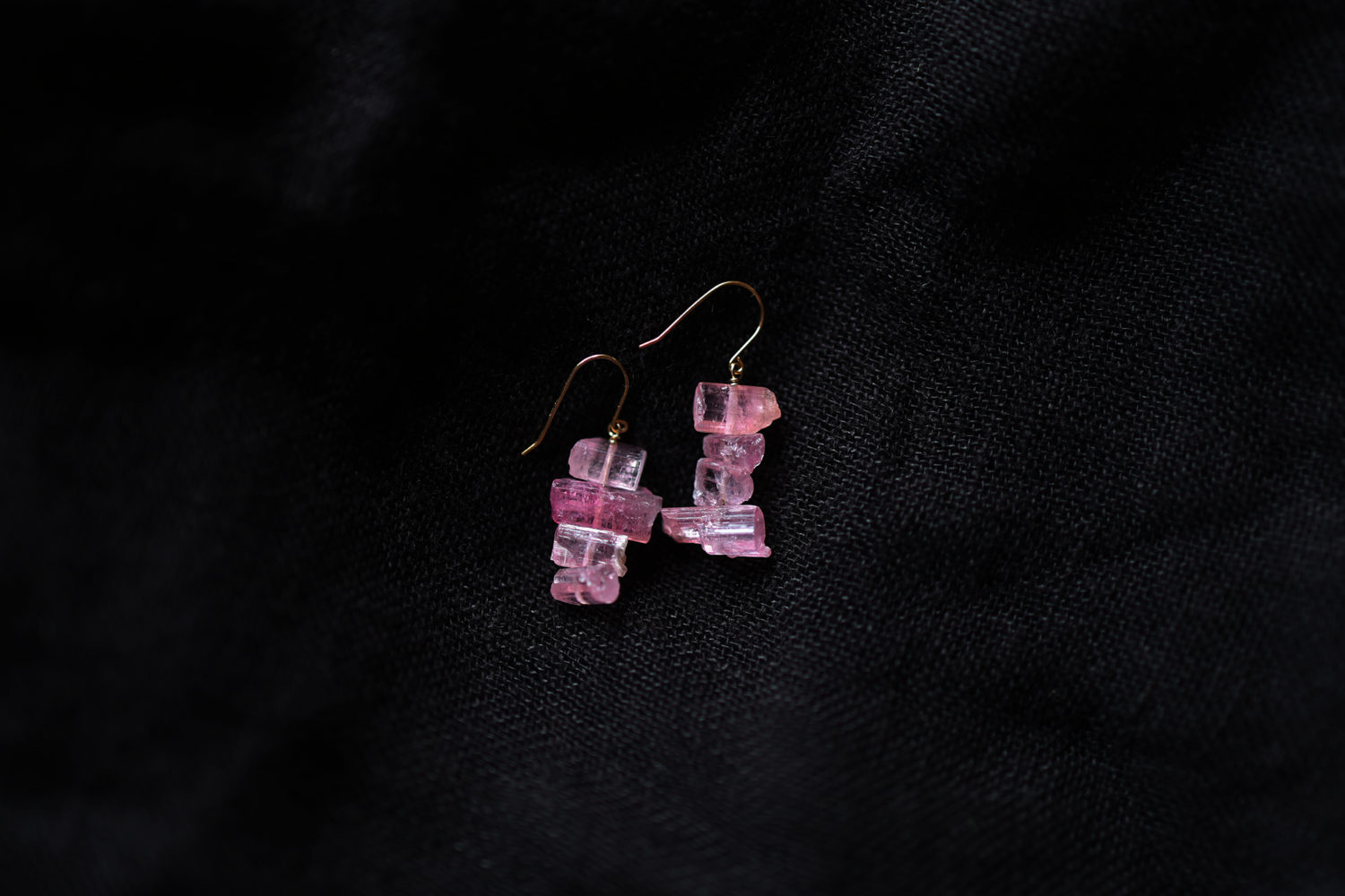 Rough Pink Tourmaline Earrings